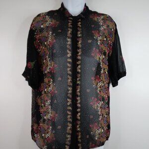 JM by Shelli Segal Floral Button Down Shirt Size S